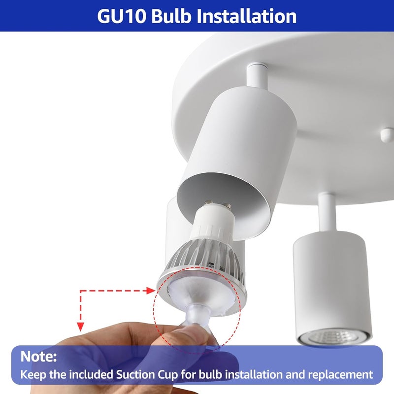 EGM Adjustable 5-Light Kitchen Spot Light Fixture, White Round Track Lighting Fixtures, GU10 Flush Mount Directional Ceiling Light for Bedroom - Image 2